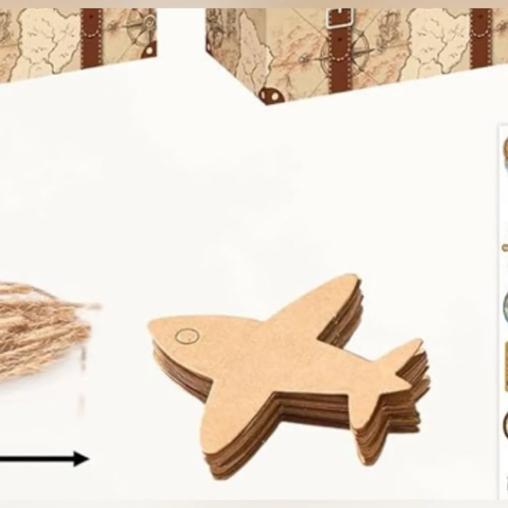 10pc GIFT BOX 🧳 Travel Favor Box Vintage Map Party Favor Box w/ Airplane Tag DIY